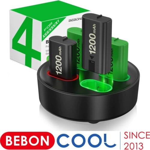 4x1200mAh Rechargeable Battery Pack for Xbox Series X|S/Xbox One X/S/Elite Wireless Controller Gamepad +USB Battery Charger Dock