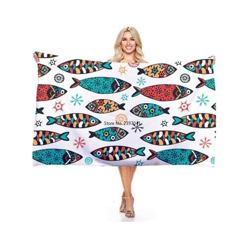Sea Animal Printed Beach Towel Outdoor Water Sports Towels Microfiber Quick Drying Swim Surf Bath Towel Portable Yoga Mat