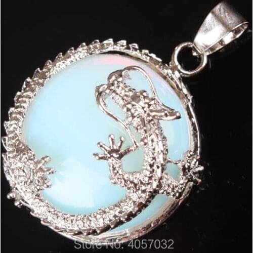 New Opal Bead Inlaid Alloy Dragon Pendant 1PCS