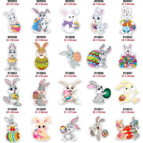 Planar Charms Kawaii Easter Day Rabbit Cartoon Cabochon Printed 30pcs/lot for Keychains DIY Decorations Accessories