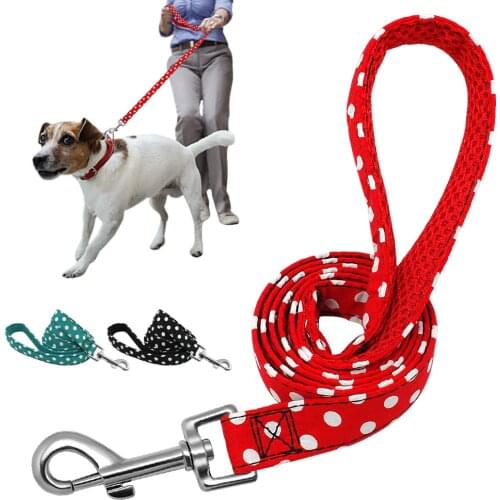 Pet Walking Dog Leash Lead For Small Medium Dogs Cats Polka Dot Puppy Training Running Leashes Leads Outdoor Rope Belt 1.2m