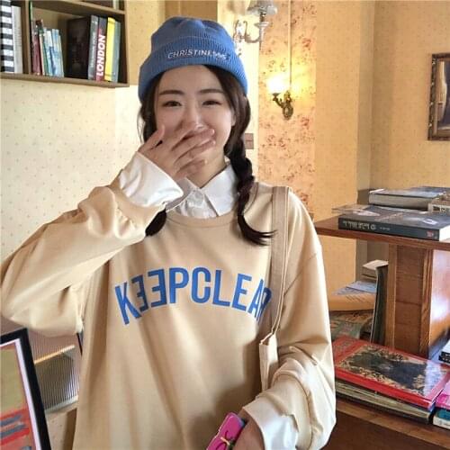 Letter Print Pullovers Streetwear Women Hoodies Long Sleeve Loose Autumn Casual Woman Sweatshirt Korean Fashion Hoodie for Women