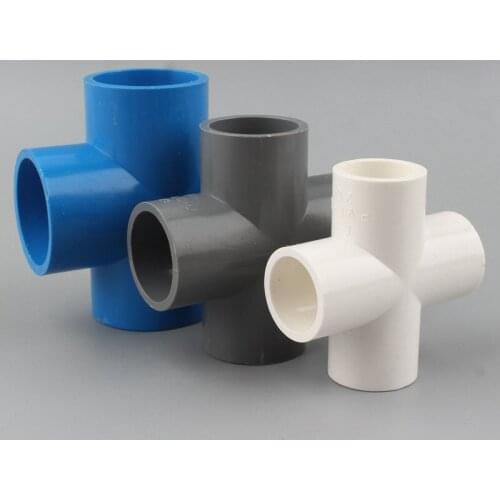 PVC 20 25 32 40 50mm Cross Connector 4-way Quick Connector Plastic Pipe Fittings Fish tank joint Garden Irrigation Accessories