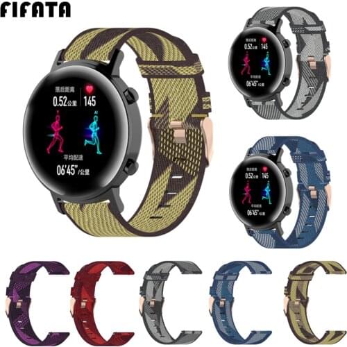 FIFATA Bracelet For Huawei Watch GT2 / GT / GT 2e Nylon Canvas Watch Band Strap For Samsung Galaxy 46mm 42mm S3 Active Wristband