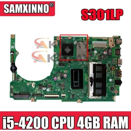 S301LP With i5-4200 CPU 4GB RAM Mainboard REV2.2 For ASUS S301L S301LA Q301LA S301LP Laptop Motherboard 100% Test free shipping