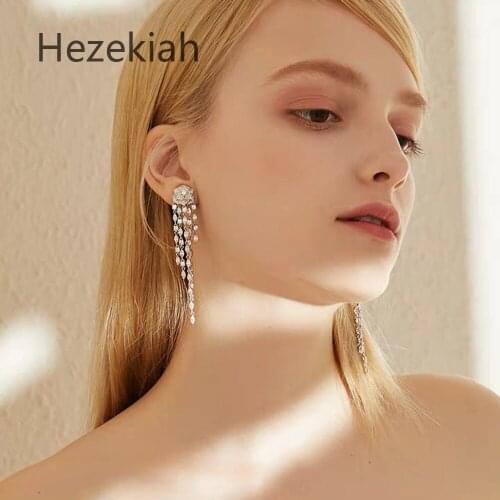 Hezekiah needle Tassels Rose Earrings Luxury fashion High-end Temperament lady Earrings Twinkle Celebrities Free shipping