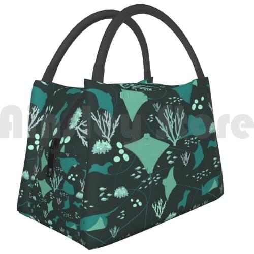 Cooler Lunch Bag Picnic Bag Stingrays Underwater Blue Sea Life Pattern Stingrays Stingray Ray Rays Marine Life Biology