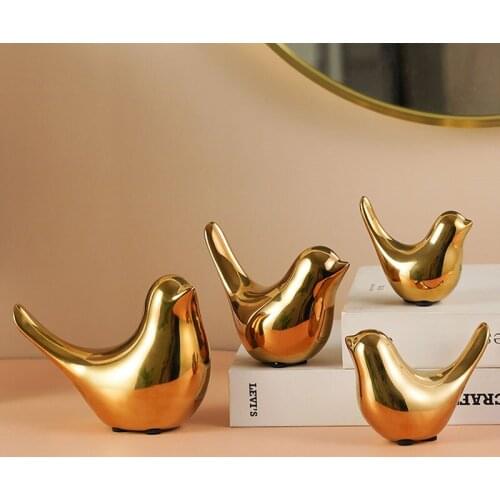CREATIVE ELECTROPLATED CERAMIC BIRD DECORATION DESKTOP DECOR PORCELAIN CRAFT ORNAMENT PRESENTS SIMPLE NORDIC HOME DECORATIONS