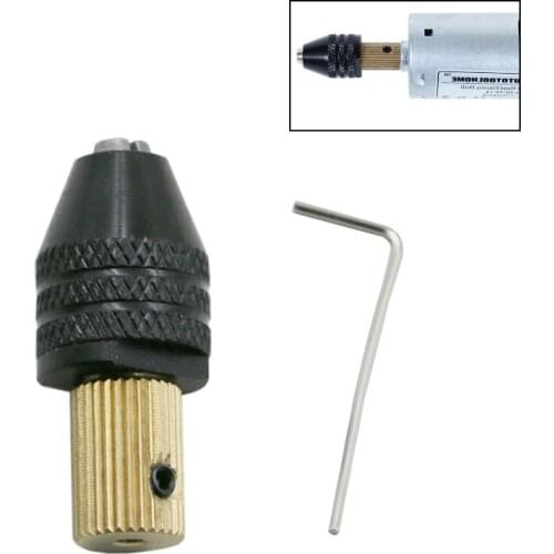 YEODA 1pc 0.5-3.2mm Black Drill Bit Chuck Adapter Three-Jaw Drill Chuck Brass Base Wth One Silver Wrench