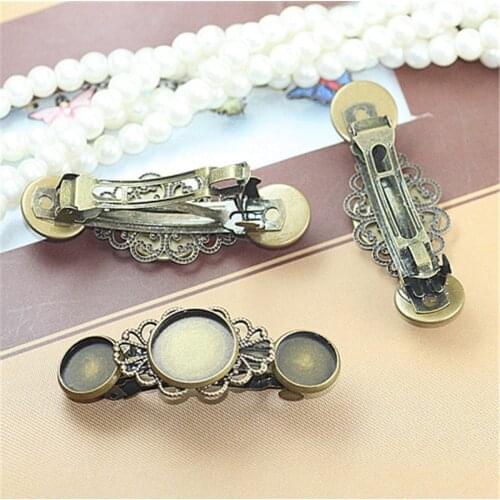 2pcs 12/16mm Inner Size Base Antique Bronze Color Multi Hairpin Settings Hair Clips Cabochon Cameo Base Craft Headwear Findings