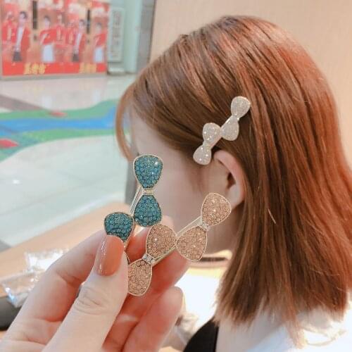 Women Fashion Crystal Double Bow Hair Clips Girl Fashion Knot Hair Accessories