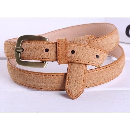 ELIsfashion Pigskin Genuine Leather Belt Luxury Strap Dress & Jeans Belts Fashion For Women classic Golden D Shape Buckle 9 Colo