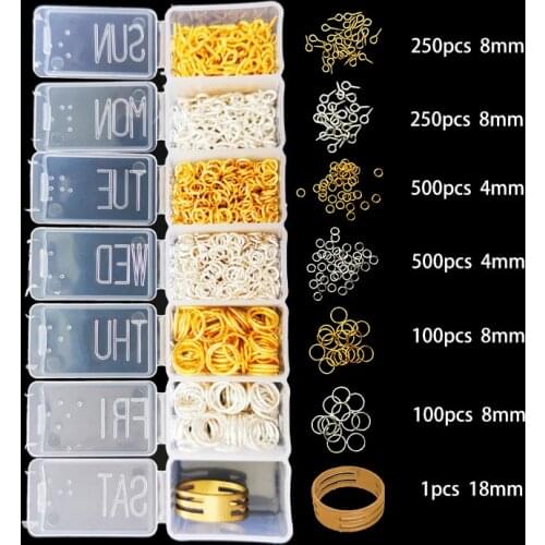 Gold/Silver Mixed Multi-Size Jump Ring Jewelry Findings Clasp DIY Jewelry Findings Beads Kit for Jewelry DIY Making