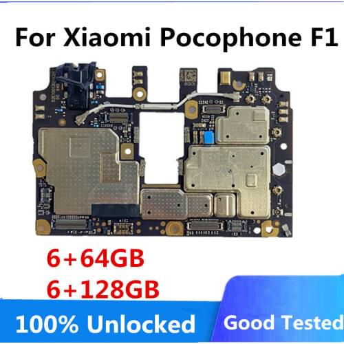 For Xiaomi Pocophone Poco F1 Motherboard 64GB 128GB Main Logicboard Original Unlocked Full Chips Android Install Global version