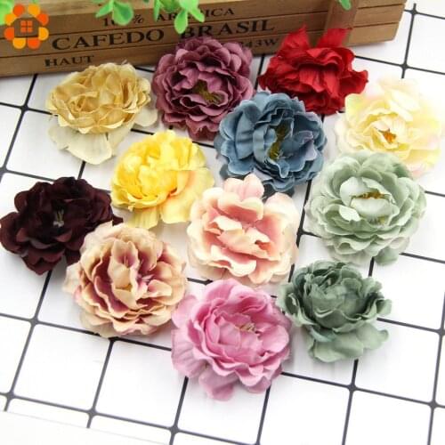 20PCS DIY Rose Artificial Silk Flowers Head For Home Wedding Party Decoration Wreath Gift Box Scrapbooking Fake Flowers Supplies