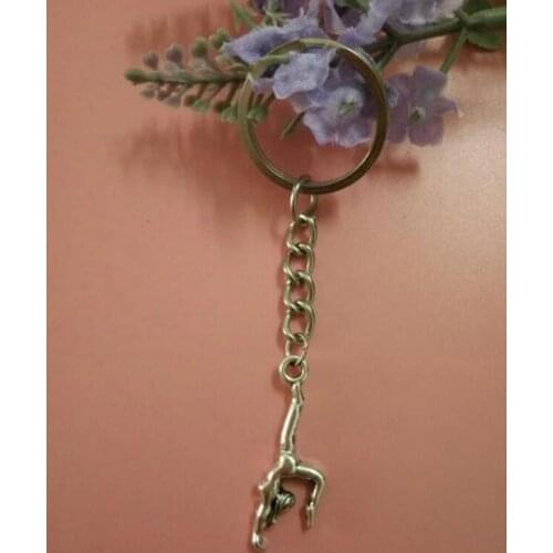20pcs New Fashion Vintage Gymnast Girl Pendant Charms Key Chain Fit DIY Key Ring Car Handbag Gift Jewelry