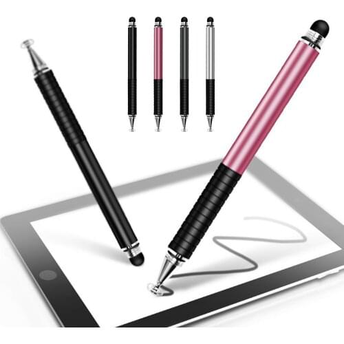 50pcs/lot 2 in 1 Microfiber Touch Head Capacitive Touch Stylus Pen Drawing Pen with Conductive Touch Sucker for iPad Samsung