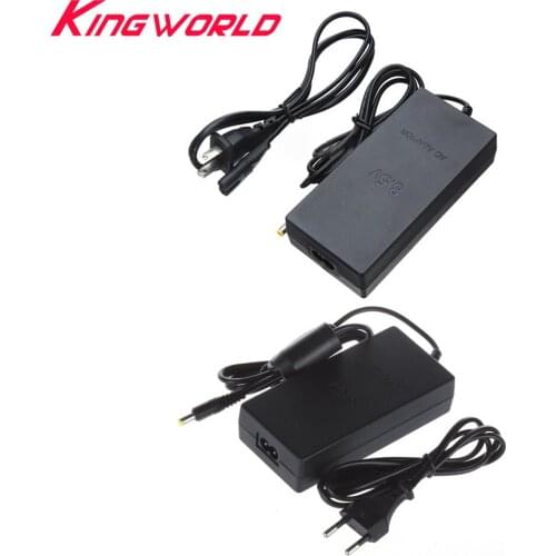 50pcs US EU Plug AC Adapter Charger Cord Cable Supply Power For PS2 Console Slim Black