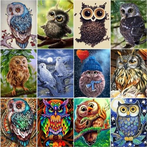 5D Diamond Painting Cute Owl Diamond Embroidery Animal Mosaic Cross Stitch Scenery Full Round Drill Manual Art Gift Home Decor