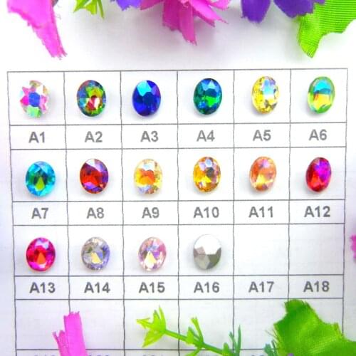 AB colors 4*6 6*8 8*10 10*14 13*18 18*25 20*30mm Oval shape glass Glue on Crystal rhinestone beads ornament accessories trim diy