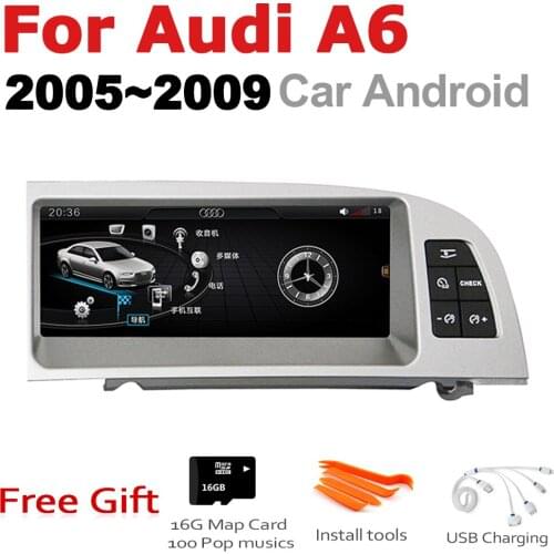 Car Radio 2 din GPS Android Navigation For Audi A6 4F 2005~2009 MMI AUX Stereo multimedia touch screen original style radio