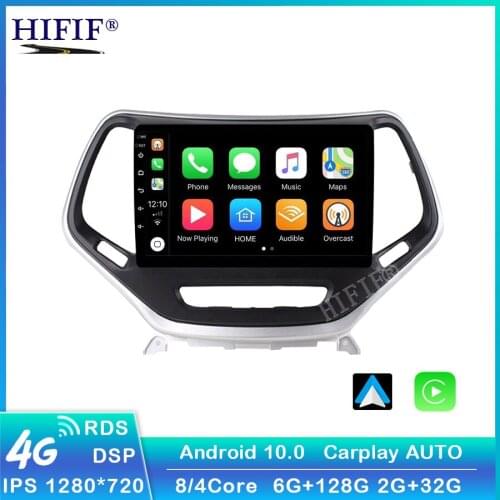 4G WIFI Car Radio For Jeep Cherokee 5 KL 2014-2018 Multimedia Video Player Android 10.0 Support BT DSP Rear View Camera No DVD