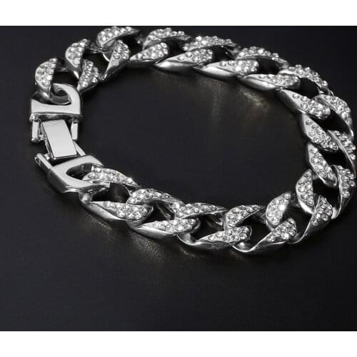 Classics Curb Cuban Link Bracelet For Men Rapper Bracelets & Bangle Trend Hip Hop Rhinestones CZ Jewelry Accessories Shellhard