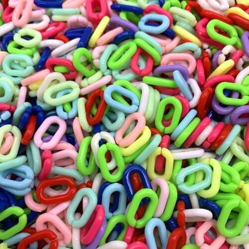 50pcs/Lot 15x10mm Acrylic Link Chain Keychains For Necklace Bracelet Making Colorful Chain Plastic Chain Links Jewelry Making