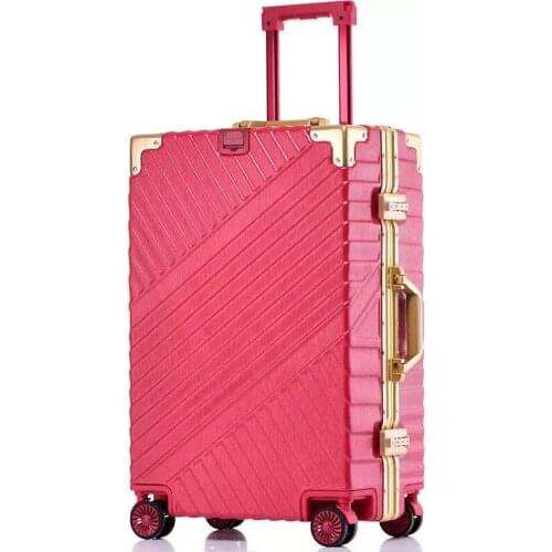 Retro aluminum frame trolley box universal wheel Trolley suitcase malas de viagem men vs women 20 inch boarding box luggage bag