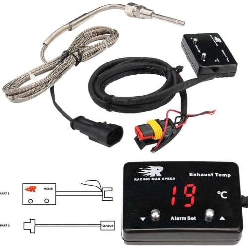 Digital Car Exhaust Gas Temp Gauge LED Display EGT Temperature Meter Sensor