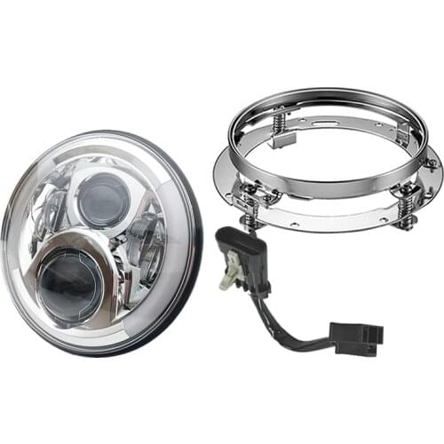 For Touring Street Glide Road King Electra Glide Ultra Classic Fat Boy Softail 7 Inch LED Headlight with 4.5 Inch Fog Lamps