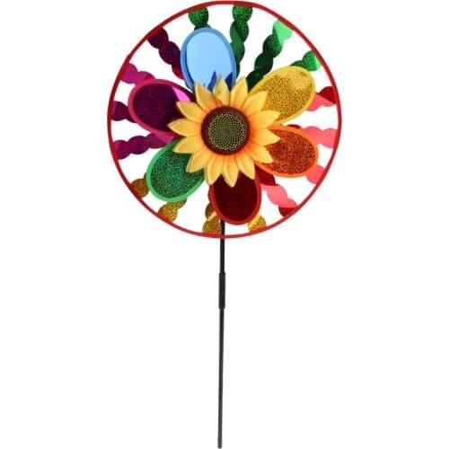 HBB Colorful Sunflower Windmill Wind Spinner Home Garden Yard Decoration Kids Toy