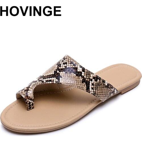 HOVINGENew women snake model slippers flat shoes women sandals Clip toe summer beach shoes ladies thongs sandals woman