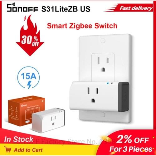 Itead SONOFF S31 Lite ZB Zigbee Plug 15A US Smart Zigbee Socket Plugs Switches Works Voice Control With SmartThings Hub Alexa