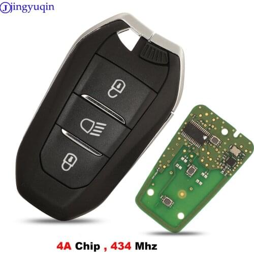 Jingyuqin Remote Car Key Shell For Peugeot 3008 5008 (P84) (P87) 2016 4A 434 Mhz VA2/HU83 Blade 3 Buttons