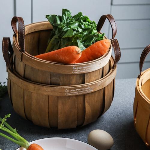 Storage Basket Japanese Protable Handmade Case Kitchen Vegetable Storage Case Picnic Food Basket Wood Basket For Loading Food