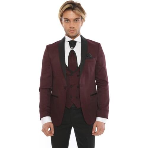 Handsome Groomsmen Wool blend Groom Tuxedos Mens Wedding Dress Man Jacket Blazer Prom Dinner (Jacket+Pants+Tie+Vest) A110