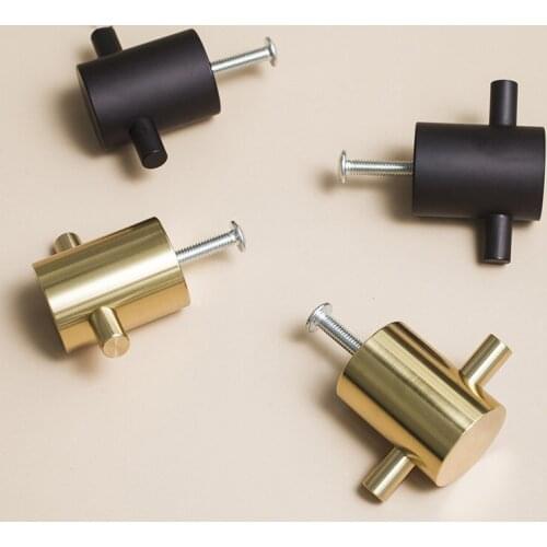 Brass Handle Nordic Furniture Handle Wardrobe Door Drawer Shoe Cabinet Furniture American Single Hole Pure Copper Golden Handle