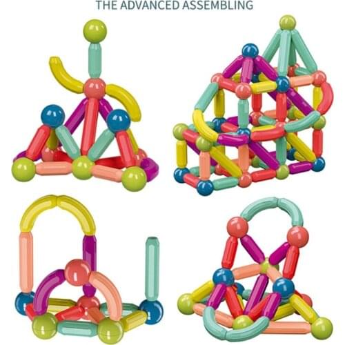 DIY Magnet Building Sticks Set, Stacking Geometry Magnetic Blocks, 3D Construction Sticks for Children and Toddlers
