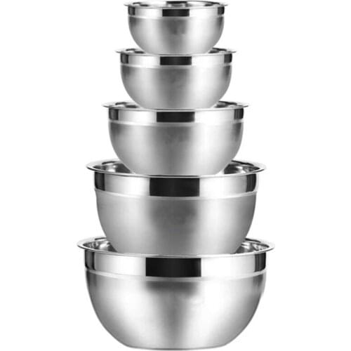 Stainless Steel Mixing Bowl (Set of 5) Fruit Salad Bowl Storage Bowl Set Kitchen Salad Bowl Retail