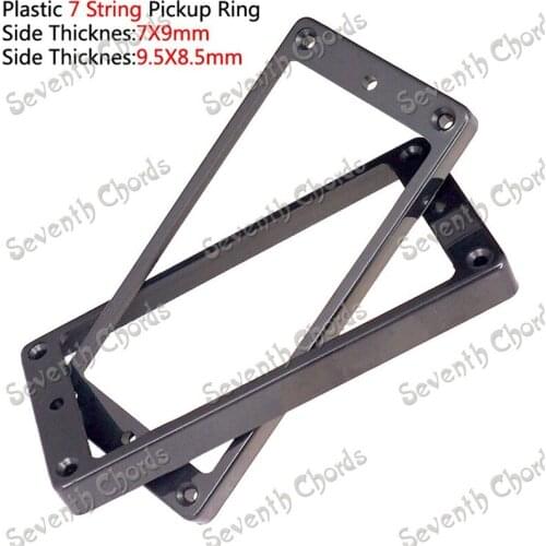 A Set of 2 Pcs Black Plastic Slanted Humbucker Pickup Ring for 7 String Electric Guitar Neck Ring and Bridge Ring