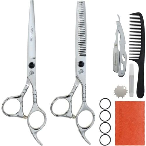 Univinlions 6.0 inch Hair Shears Set Razor Edge Barber Accessories Professional Hairdressing Scissors Kit Hair Cutting Clippers