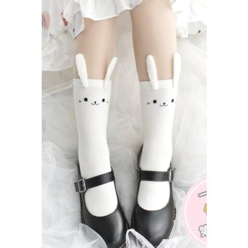 Lolita dimensional decorative cute bunny ears lo socks girl spring and outer wear low-cut socks