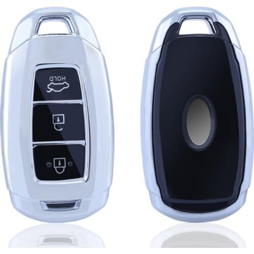 For Hyundai Santa Fe TM 2019 I30 2018 Solaris Azera Elantra Grandeur Accent Soft TPU Car Key Cover Case Protect Shell Keychain