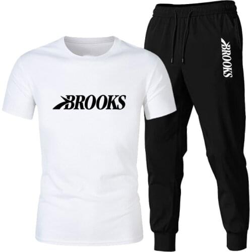 2021 Summer New Brand Mens Casual Sports Suit Mens Running Pants Trousers Gym 2-piece Cotton T-shirt Mens Sports Suit Boy