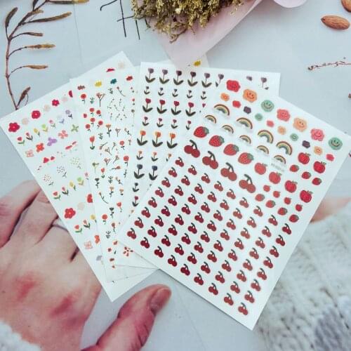 Fashion New Arrival Hot Selling Party Gifts for Women Girls 9*12cm Glue Nail Stickers Red Flowers& Cherries Adhesive Nail Decals