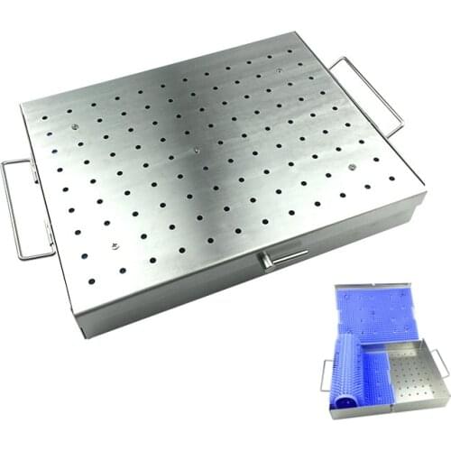 Sterilization Tray With 2pcs Silicone Mat Instruments Box Case