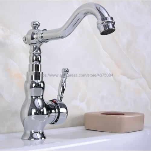 Bathroom Faucet Polished Chrome Single Handle Hot & Cold Water Mixer Taps Wash Basin Bathroom Deck Mounted Faucet Nnf930