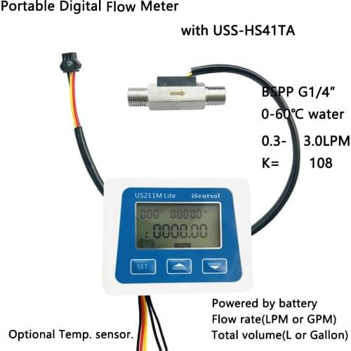 US208MR +US-HS41TA 0.5-3.5L/min flow sensor Flow Rate Display for water Flow Sensor