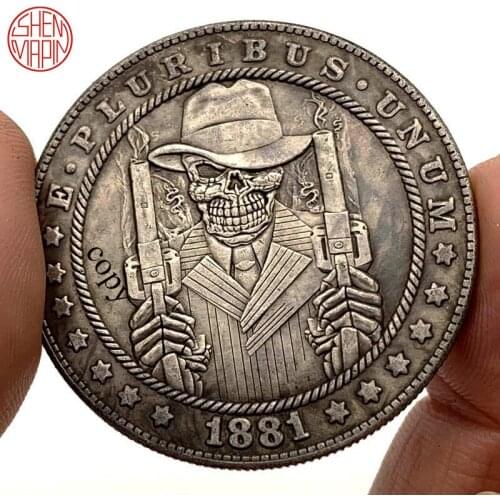 Secret Agent 1881 Hobo Nickel Coin Morgan Dollar Copy Coin Tramp Copper Coins Collectibles